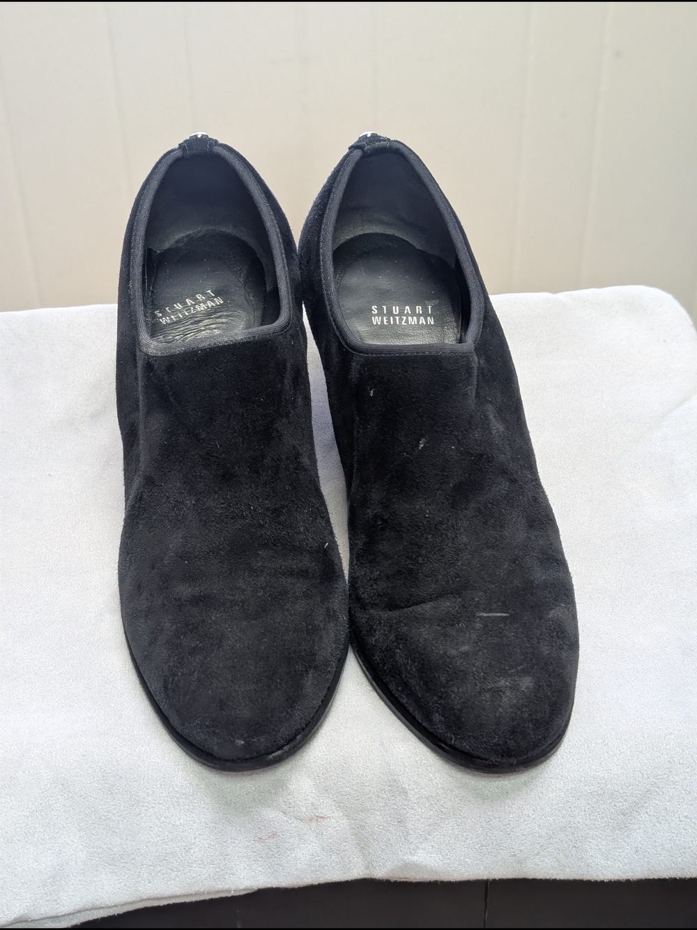 Stuart Weitzman Black Suede Slip-On Shoes